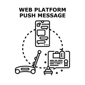 Web platform push message concept delivering content Stock Illustration