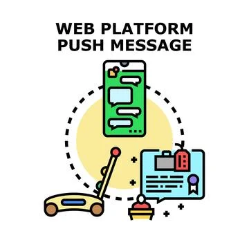 Web platform push message concept delivering content Stock Illustration