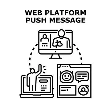 Web platform sending push message to user Stock Illustration