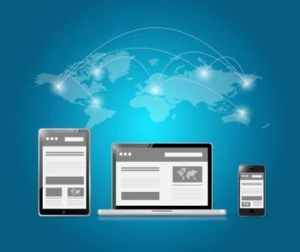 Web platforms and world connection illustration 스톡 일러스트