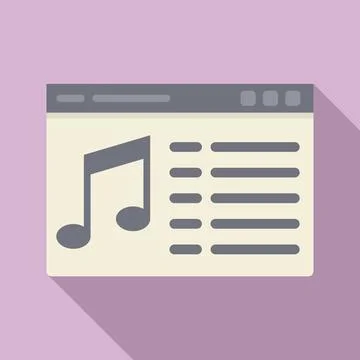 Web playlist icon flat . Play layout Illustrazione stock