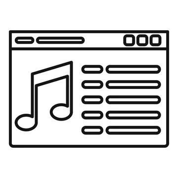 Web playlist icon outline vector. Play layout Illustrazione stock