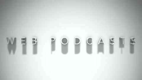 Web podcasts 3D title animation white text on a white background Stock Footage 299758061