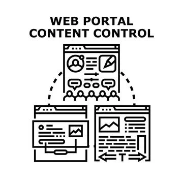 Web portal content control managing online information 库存插图