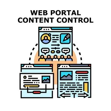 Web portal content control managing online information 库存插图