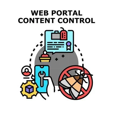 Web portal content controlling concept managing digital data Illustrazione stock