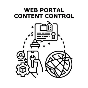 Web portal content controlling concept managing digital data Stock Illustration