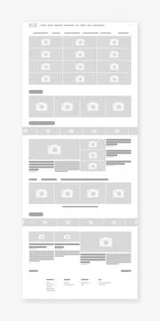 Web portal Wireframe, Webpage prototype Vector Illustration. Illustrazione stock