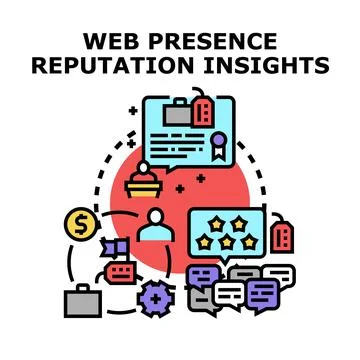 Web presence reputation insights tracking feedback Stock Illustration