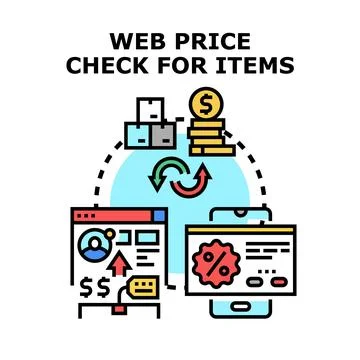 Web price checking for items concept Stock Illustration