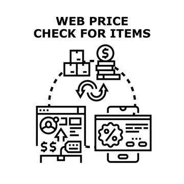 Web price checking for items concept 库存插图