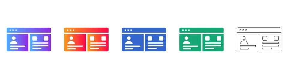 Web Profile Page Layout Icon Set Stock Illustration