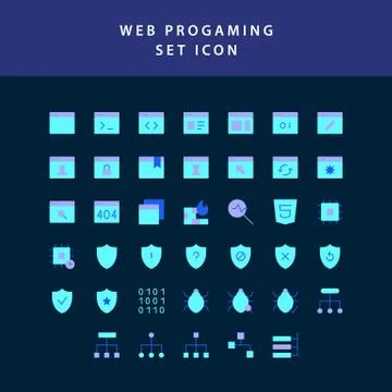 Web programing  flat style design icon set Illustrazione stock