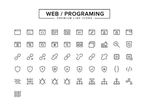 Web Programing Line Icon Set Stockillustratie