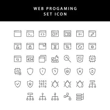 Web programing outline icon set イラスト素材