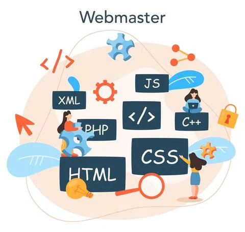 Web programming concept. Coding, testing and writing program Stock Illustration