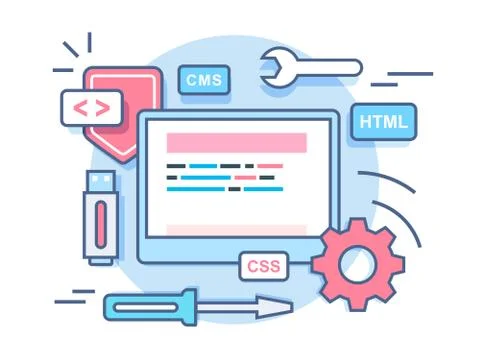 Web programming development concept Stock Illustration