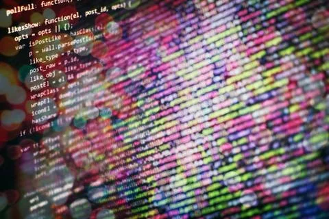 Web programming functions on laptop on laptop. IT business. Python code compu Stock Photos