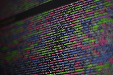 Web programming functions on laptop on laptop. IT business. Python code compu Stock Photos