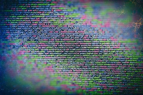 Web programming functions on laptop on laptop. IT business. Python code compu 库存照片