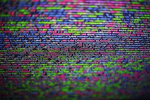 Web programming functions on laptop on laptop. IT business. Python code compu Stock Photos