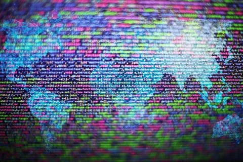 Web programming functions on laptop on laptop. IT business. Python code compu Stock Photos