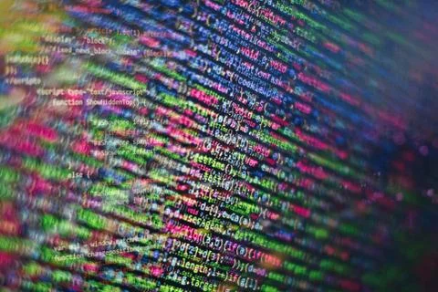 Web programming functions on laptop on laptop. IT business. Python code compu Stock Photos