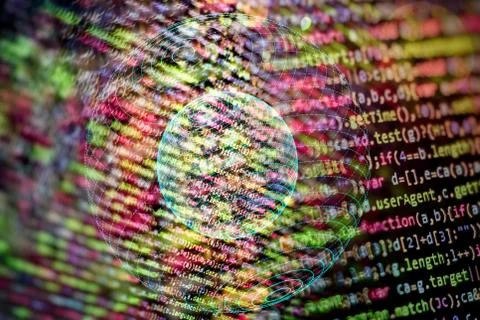 Web programming functions on laptop on laptop. IT business. Python code compu Stock Photos