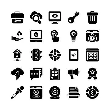 Web Programming Glyph Icons Pack Illustrazione stock