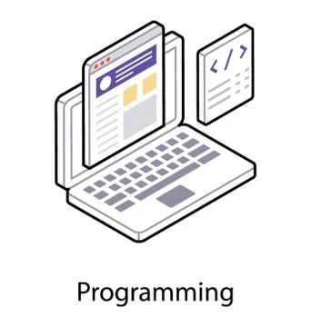 Web programming icon, isometric design. Stock Illustration