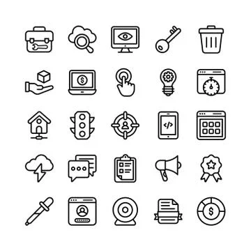 Web Programming line Icons Pack Stock Illustration