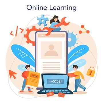 Web programming online service or platform. Coding, testing 스톡 일러스트