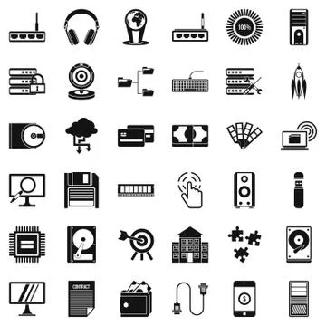 Web progress icons set, simple style Illustrazione stock