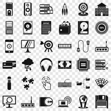 Web progress icons set, simple style Ilustración de archivo