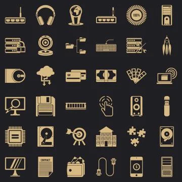 Web progress icons set, simple style Ilustración de archivo