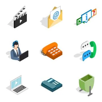 Web project icons set, isometric style Stock Illustration