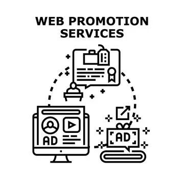 Web promotion services developing online digital marketing strategy Stock Illustration