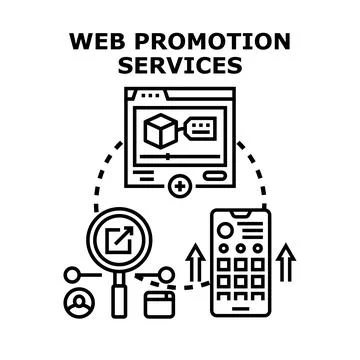 Web promotion services offering digital marketing strategy Stock Illustration