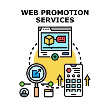 Web promotion services offering digital marketing strategy Illustrazione stock