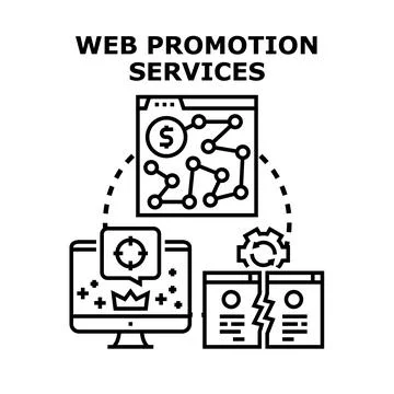 Web promotion services strategy for online business success Stock Illustration