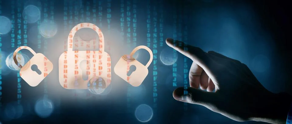 Web protection. locks and codes 写真素材