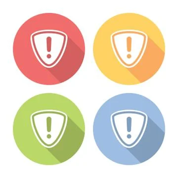 Web Protection Shield Warning Sign Flat Icons Set Stock Illustration