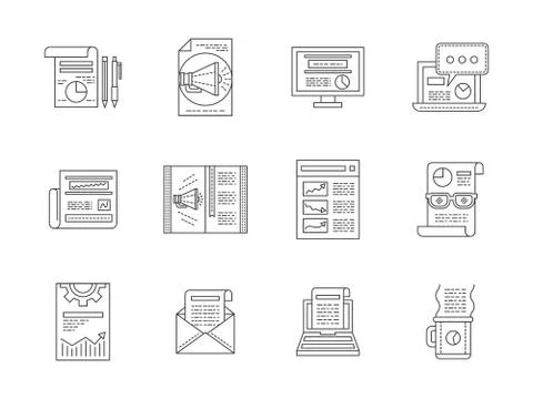 Web publications line icons vector collection 스톡 일러스트
