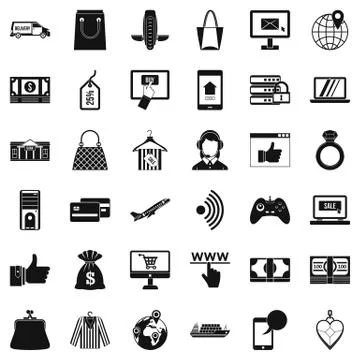 Web purchase icons set, simple style Illustrazione stock
