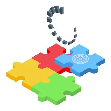 Web puzzle icon isometric vector. Lost connection Stock Illustration