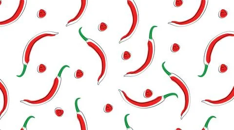 Web. Red pepper. Hot chilli pepper seamless pattern Stock Illustration