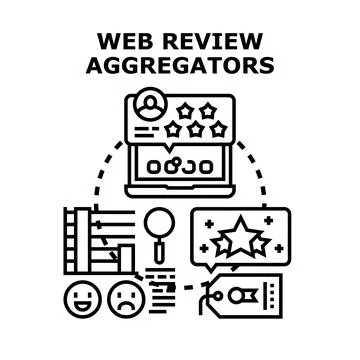 Web review aggregators analyzing customer feedback Stock Illustration
