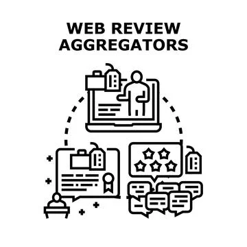 Web review aggregators collecting customer feedback online Illustrazione stock