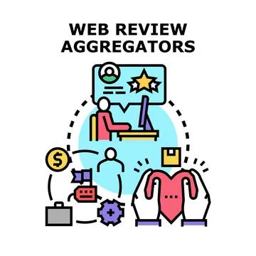 Web review aggregators system collecting online customer feedback Stock Illustration