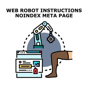 Web robot processing noindex meta page instructions Stock-Illustration